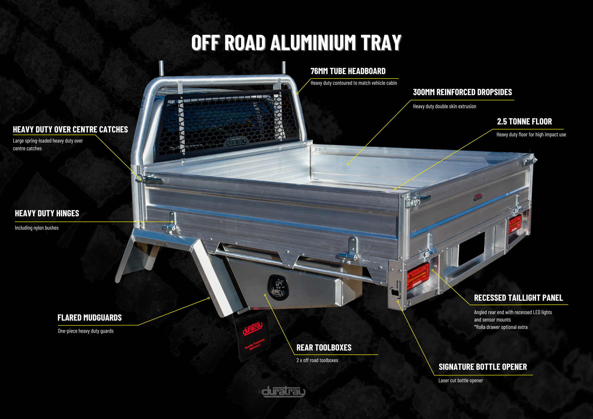 Off Road Aluminum Tray - FROM $7,165.00 Plus Fitting (includes LED tail lights)