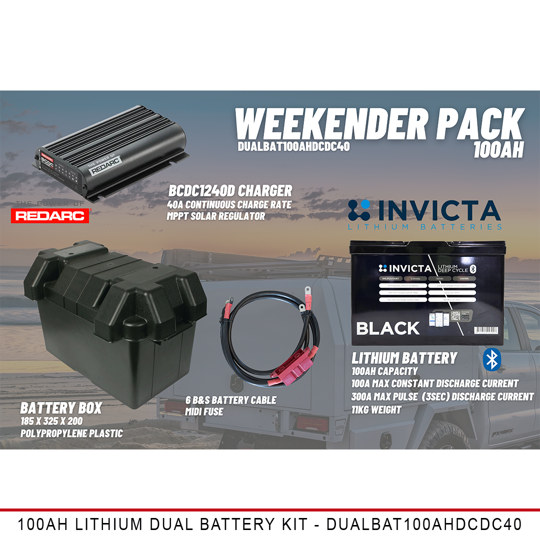 Weekender Pack - 100AH Lithium Dual Battery Kit