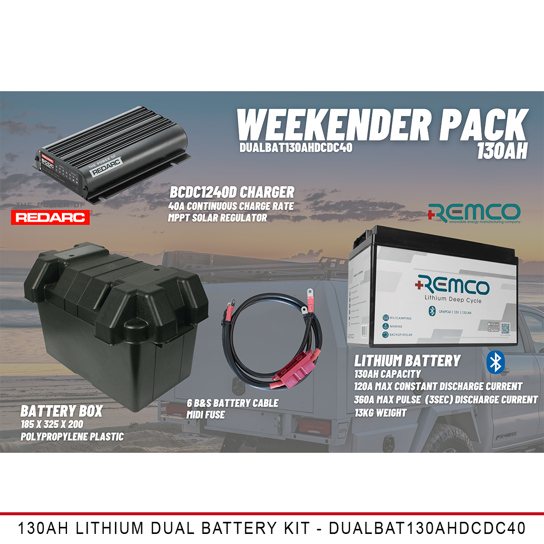 Weekender Pack - 130AH Lithium Dual Battery Kit