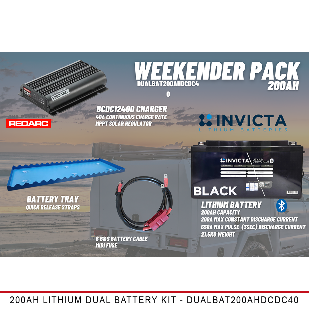 Weekender Pack - 200AH Lithium Dual Battery Kit