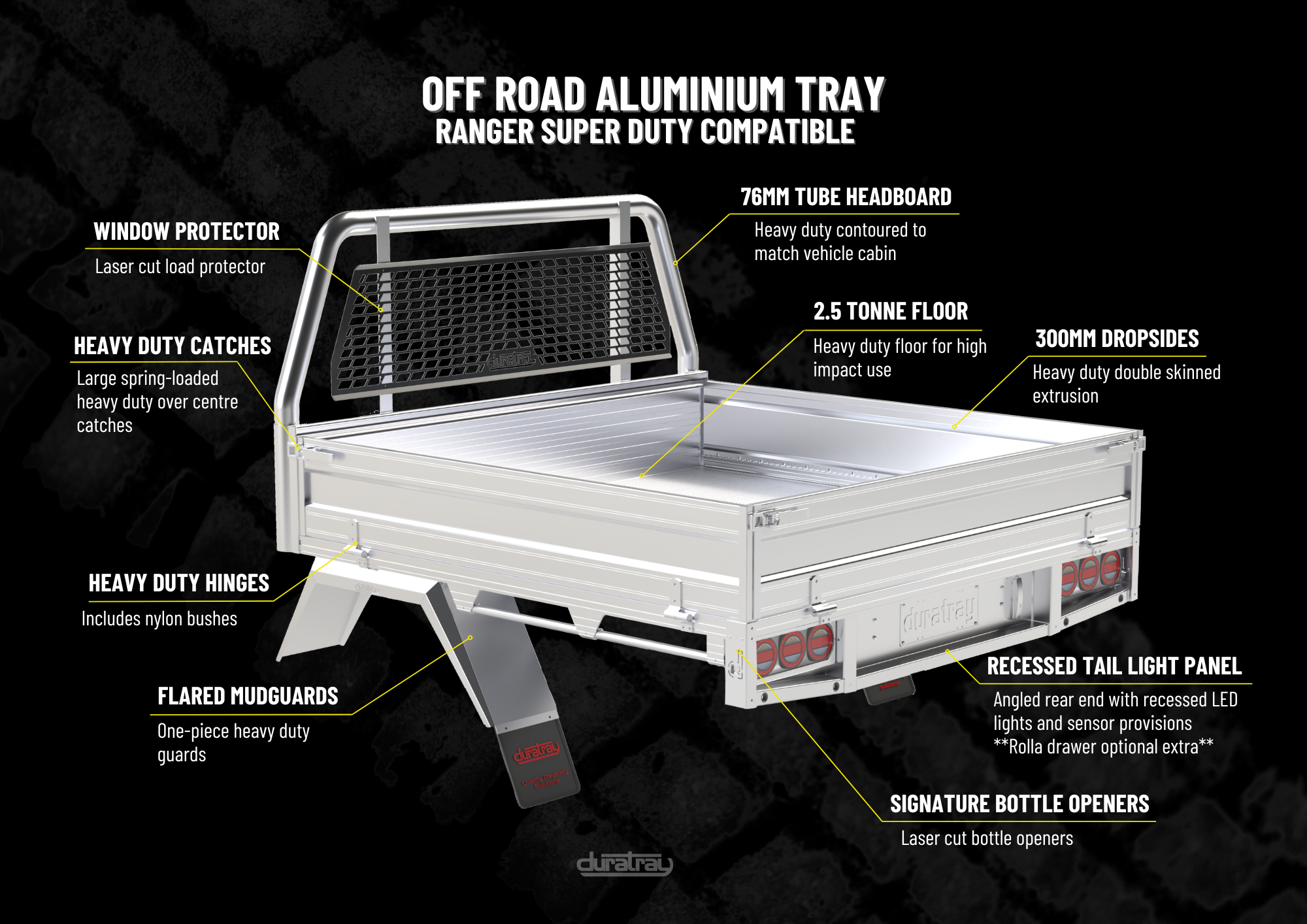Offroad Aluminum Tray - Compatible with Ranger Super Duty - FROM $8,565.00 Plus Fitting (Includes Max 4 LED tail lights)